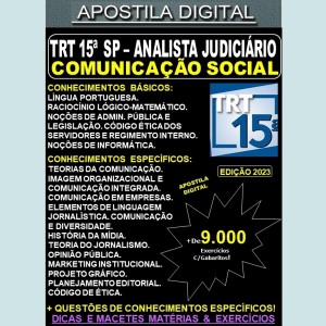Apostila TRT SP 15ª Região - Analista Judiciário - COMUNICAÇÃO SOCIAL - Teoria + 9.000 Exercícios - Concurso 2023