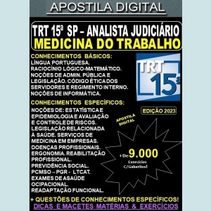 Apostila TRT SP 15ª Região - Analista Judiciário - MEDICINA do TRABALHO - Teoria + 9.000 Exercícios - Concurso 2023