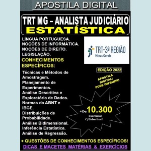 Apostila TRT MG - Analista Judiciário - ESTATÍSTICA - Teoria + 10.300 Exercícios - Concurso 2022