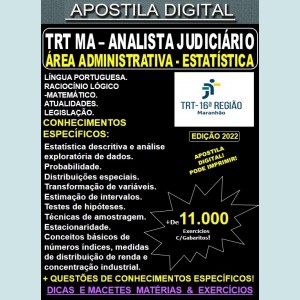 Apostila TRT MA - Analista Judiciário - Área Administrativa - ESTATÍSTICA - Teoria + 11.000 Exercícios - Concurso 2022