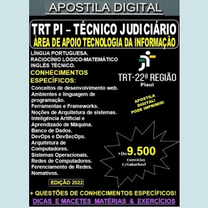 Apostila TRT PI - TÉCNICO JUDICIÁRIO Área de Apoio TECNOLOGIA da INFORMAÇÃO - Teoria + 9.500 Exercícios - Concurso 2022