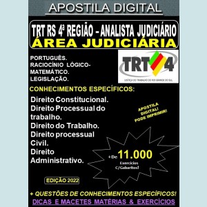 Apostila TRT RS 4ª Região - ANALISTA JUDICIÁRIO - Área JUDICIÁRIO - Teoria + 11.000 Exercícios - Concurso 2022
