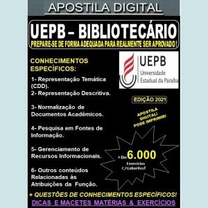 Apostila UEPB - BIBLIOTECÁRIO - Teoria + 6.000 Exercícios - Concurso 2021