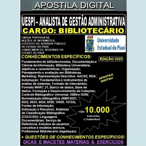 Apostila UESPI - Analista de Gestão Administrativa - BIBLIOTECÁRIO -  Teoria +10.000 Exercícios - Concurso 2023