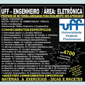 Apostila UFF - ENGENHEIRO / Área: ELETRÔNICA - Teoria + 4.900 Exercícios - Concurso 2021
