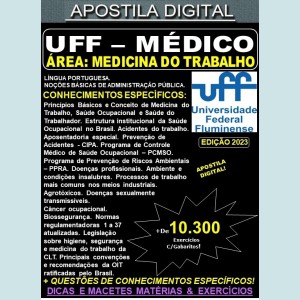 Apostila UFF - MÉDICO / Área: MEDICINA do TRABALHO - Teoria + 10.300 Exercícios - Concurso 2023