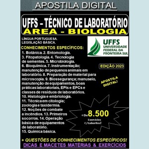 Apostila UFFS - TÉCNICO de LABORATÓRIO - Área: BIOLOGIA - Teoria + 8.500 Exercícios - Concurso 2023