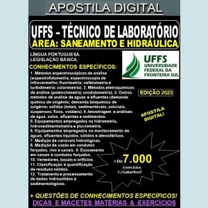 Apostila UFFS - TÉCNICO de LABORATÓRIO - Área: SANEAMENTO e HIDRÁULICA - Teoria + 7.000 Exercícios - Concurso 2023