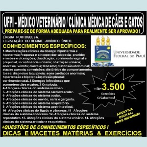 Apostila UFPI - MÉDICO VETERINÁRIO - CLÍNICA MÉDICA de CÃES e GATOS - Teoria + 3.500 Exercícios - Concurso 2019