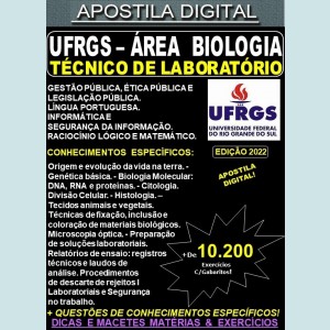 Apostila UFRGS - Técnico de Laboratório - BIOLOGIA - Teoria + 10.200 Exercícios - Concurso 2022
