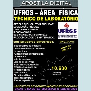 Apostila UFRGS - Técnico de Laboratório - FÍSICA - Teoria + 10.600 Exercícios - Concurso 2022