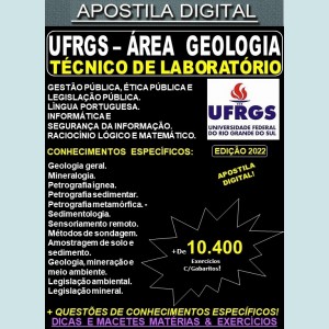 Apostila UFRGS - Técnico de Laboratório - GEOLOGIA - Teoria + 10.400 Exercícios - Concurso 2022