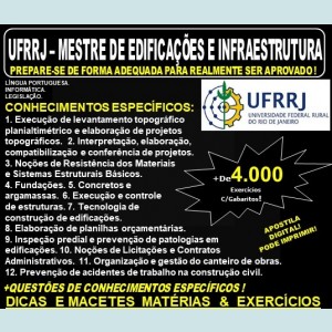 Apostila UFRRJ - MESTRE de EDIFICAÇÕES e INFRAESTRUTURA - Teoria + 4.000 Exercícios - Concurso 2019