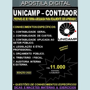Apostila UNICAMP - CONTADOR - Teoria + 11.000 Exercícios - Concurso 2022