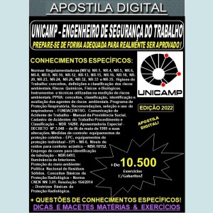 Apostila UNICAMP - ENGENHEIRO de SEGURANÇA do TRABALHO - Teoria + 10.500 Exercícios - Concurso 2022
