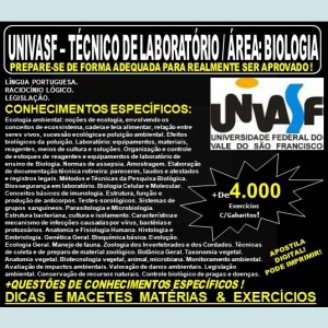 Apostila UNIVASF - TÉCNICO de LABORATÓRIO / Área: BIOLOGIA - Teoria + 4.000 Exercícios - Concurso 2019