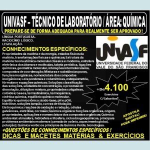 Apostila UNIVASF - TÉCNICO de LABORATÓRIO / Área: QUÍMICA - Teoria + 4.100 Exercícios - Concurso 2019